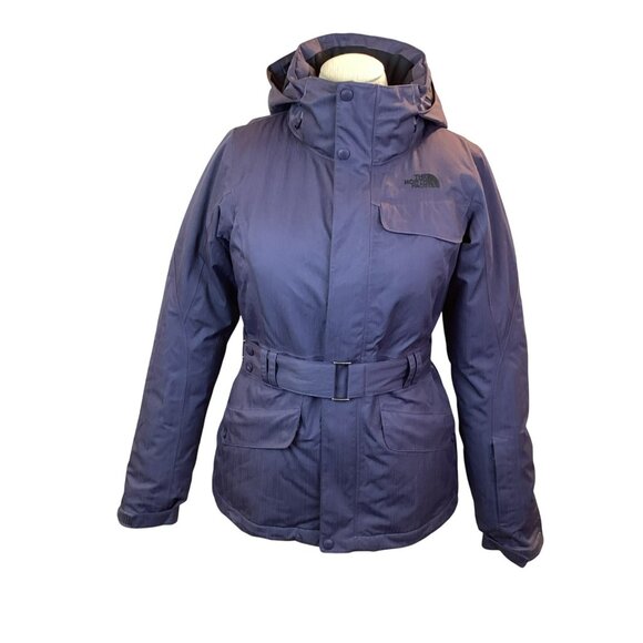 North Face HyVent 550 Down Womens S/P Hooded Belted Winter Jacket Lavender - Picture 1 of 13